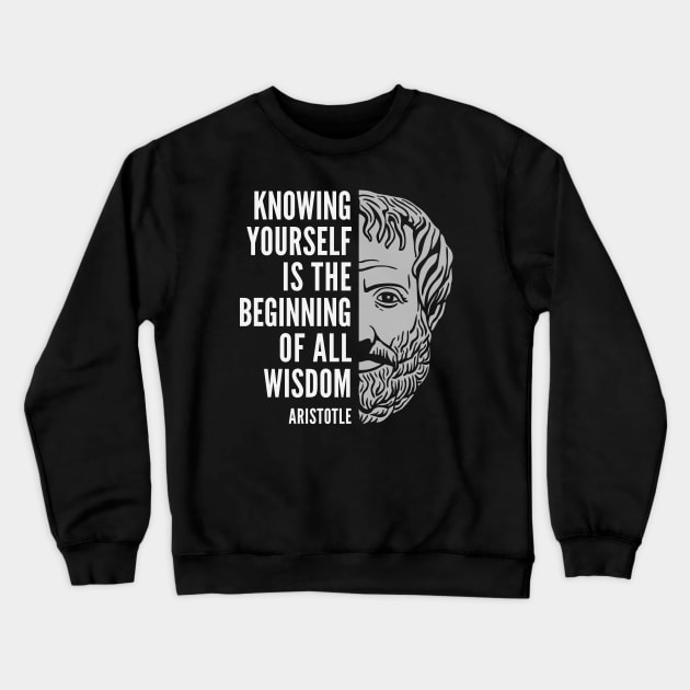 Aristotle Popular Inspirational Quote: Knowing Yourself Crewneck Sweatshirt by Elvdant